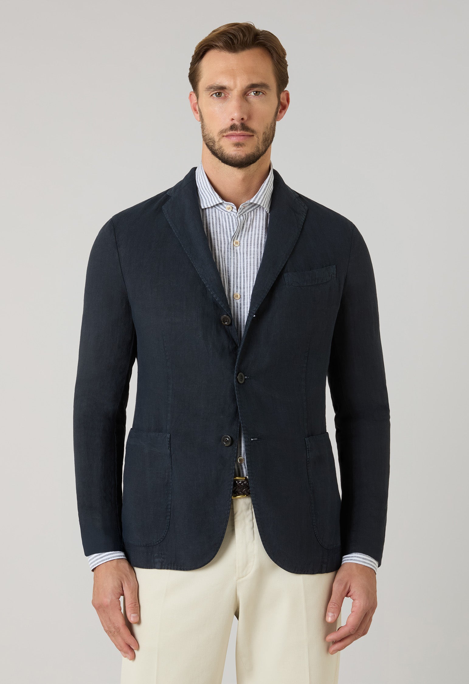 近年　BOGLIOLI COAT 紺ブレ　リネンダブルテーラードジャケット　M Blue Garment-dyed linen K-Jacket | Boglioli® – BoglioliMilano