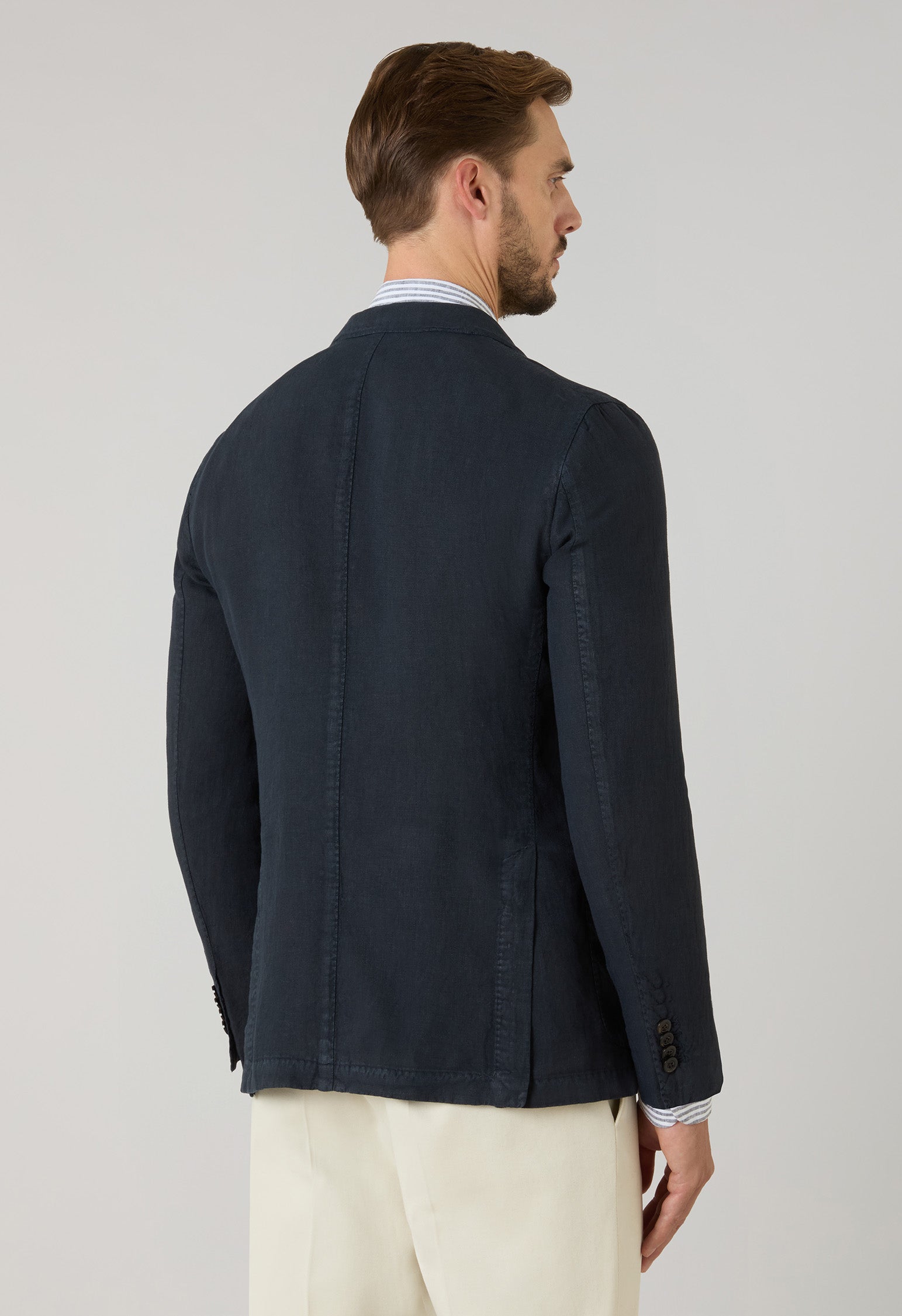 Blue Garment-dyed linen K-Jacket | Boglioli® – BoglioliMilano