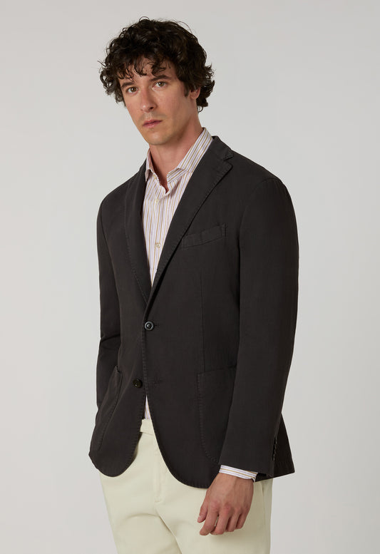 Brown Garment Dyed stretch Cotton K-Jacket