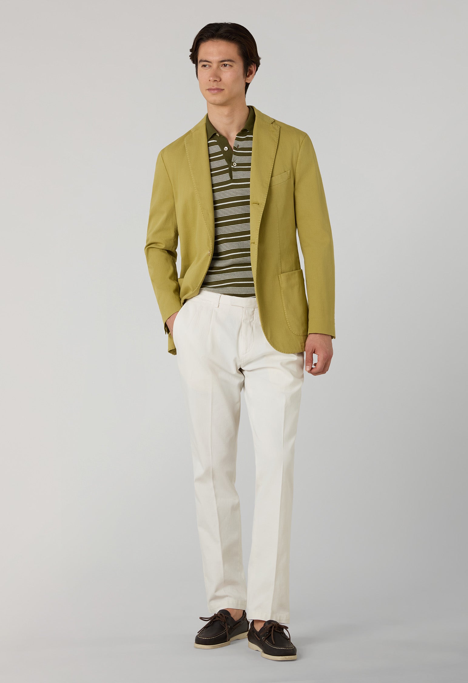 Green Garment-dyed stretch cotton K-Jacket | Boglioli