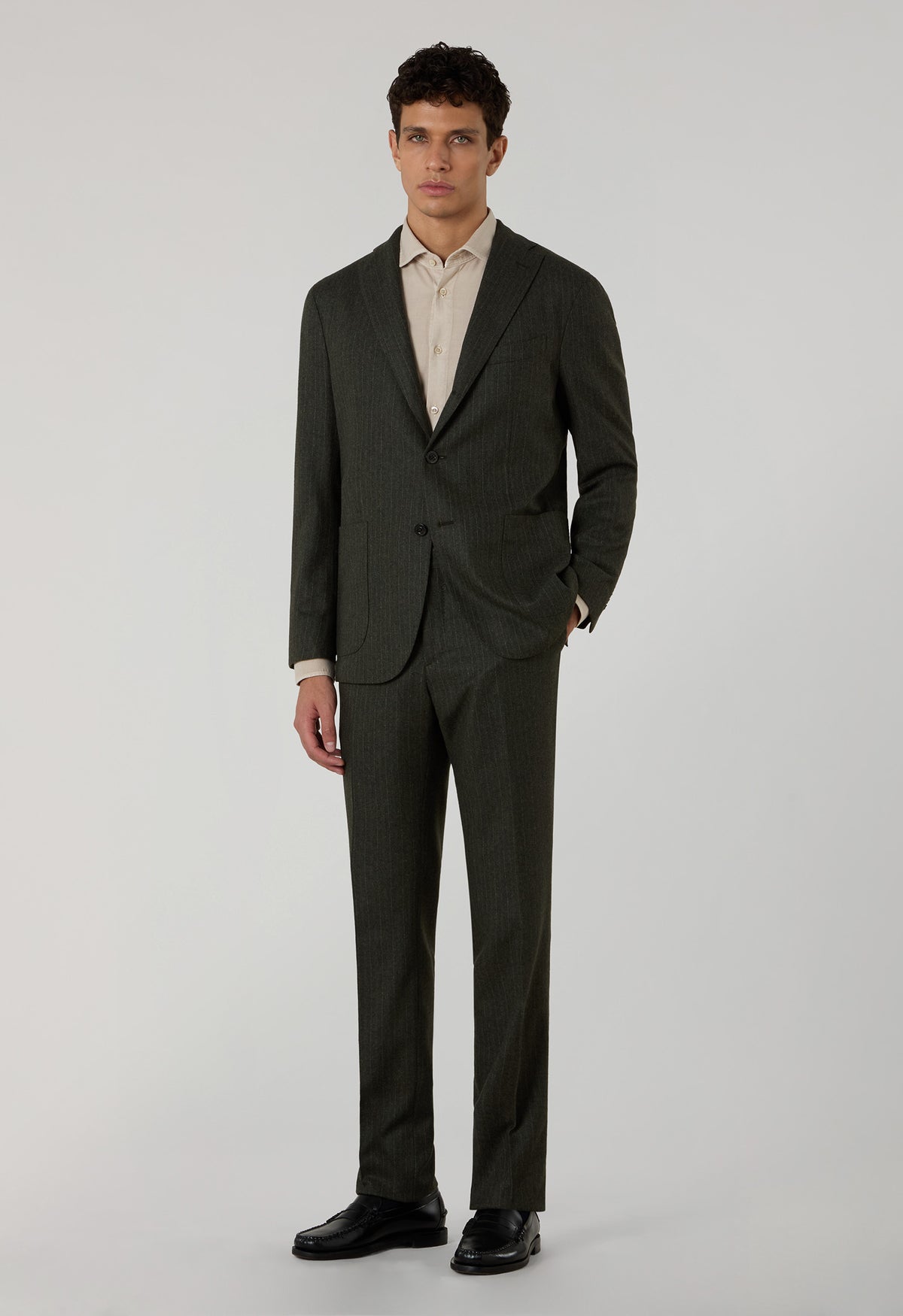Abito K-Jacket in misto lana gessato verde