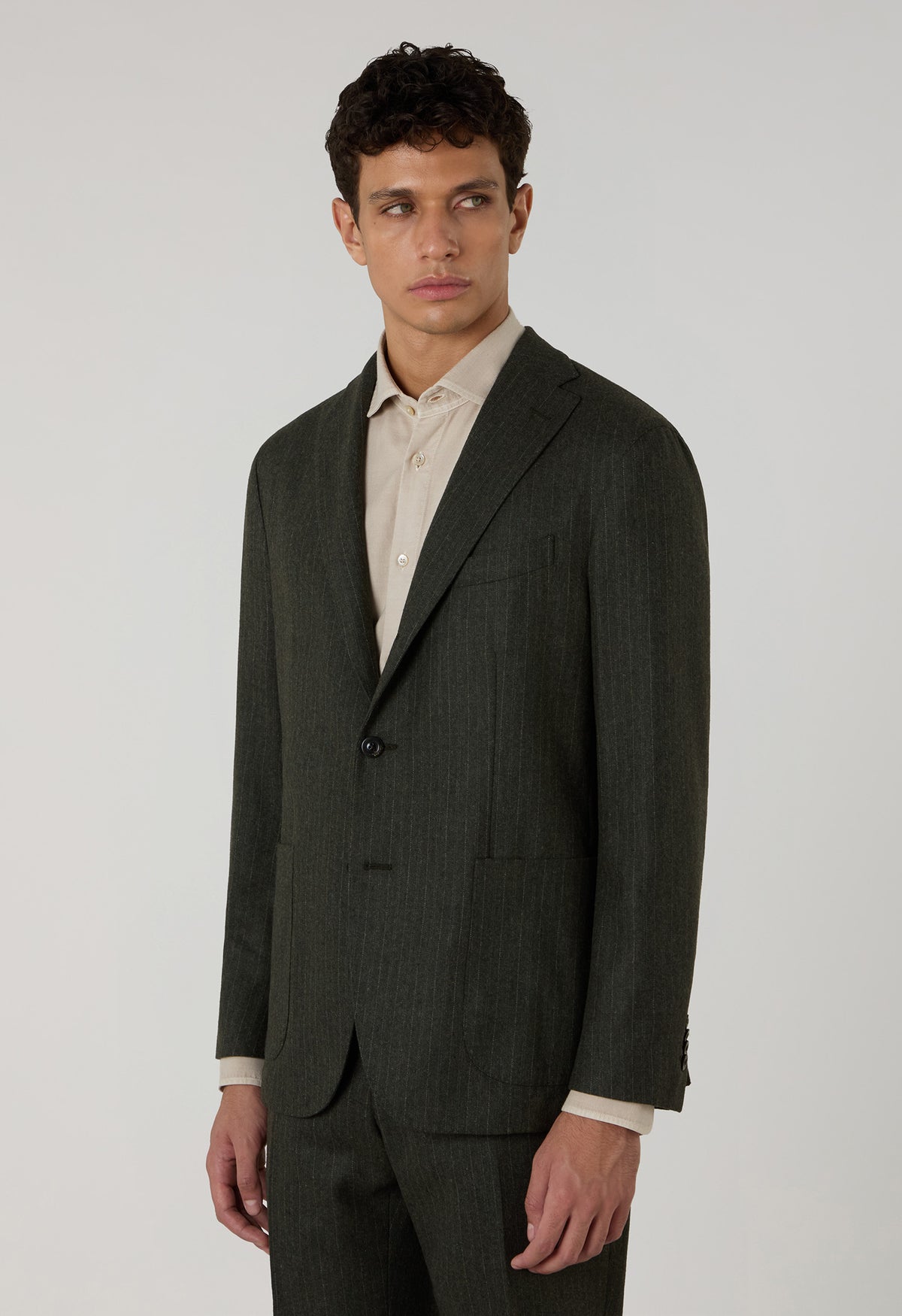 Green blended Wool Pinstripe K-Suit