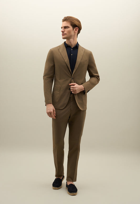 Brown Garment Dyed Cotton K-Suit