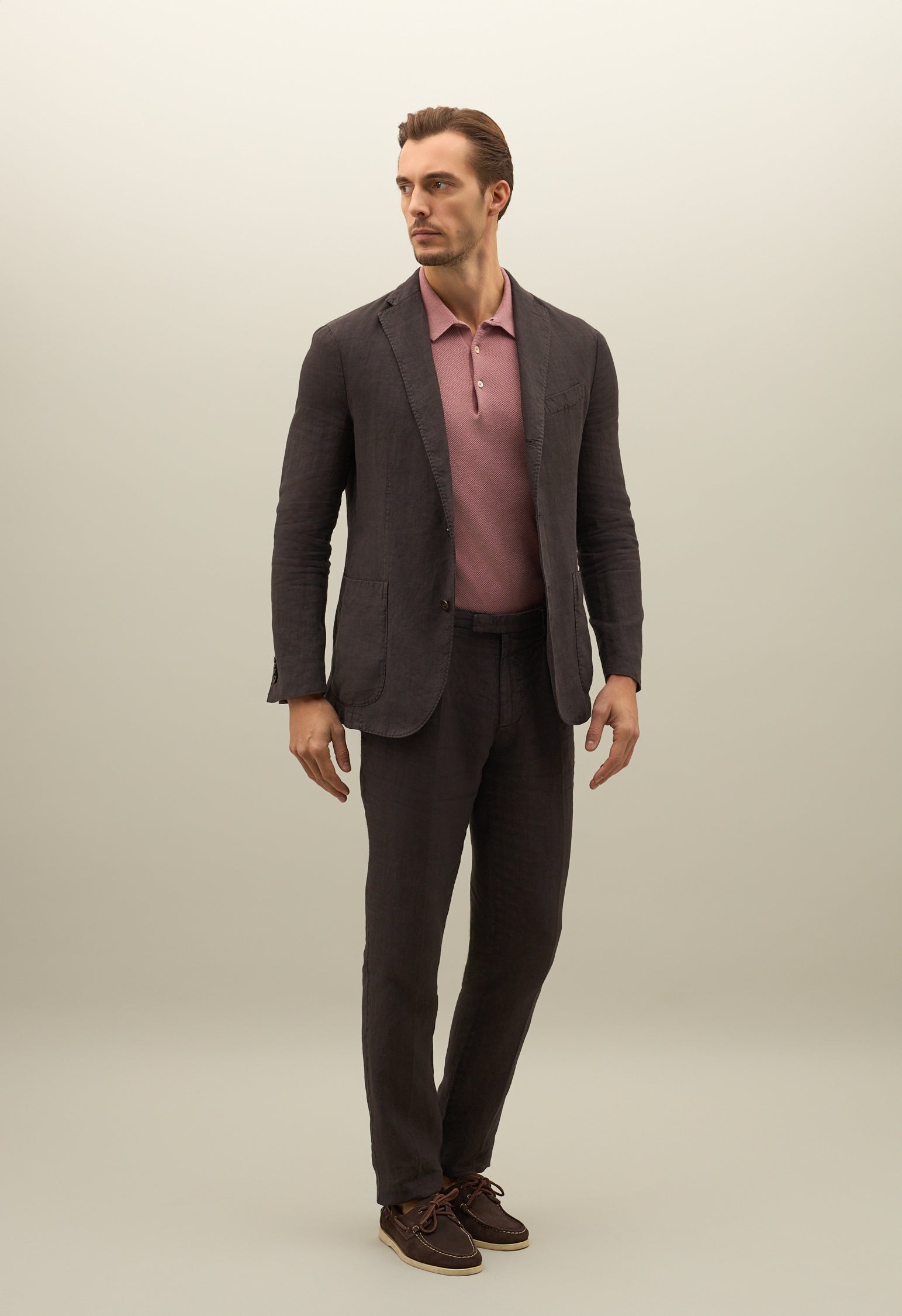 Abito K-Jacket in lino tinto in capo marrone