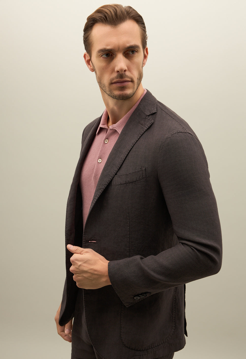 Abito K-Jacket in lino tinto in capo marrone