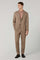 Beige Stretch Wool K-Suit with Three-Button Closure