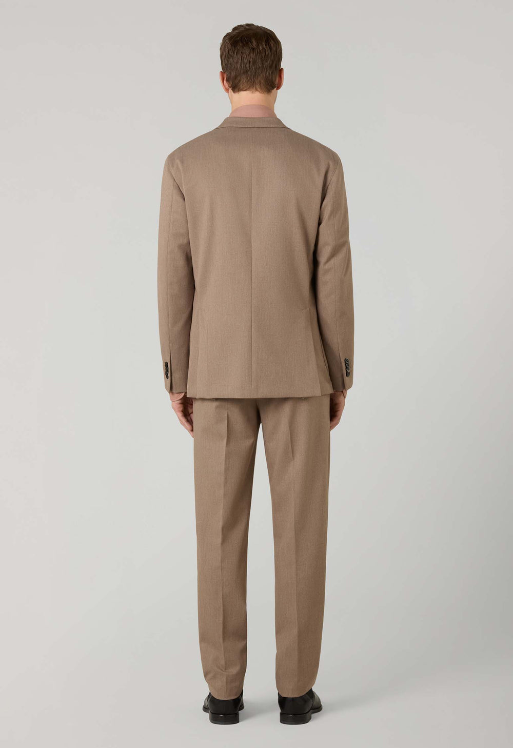 Beige Stretch Wool K-Suit with Three-Button Closure