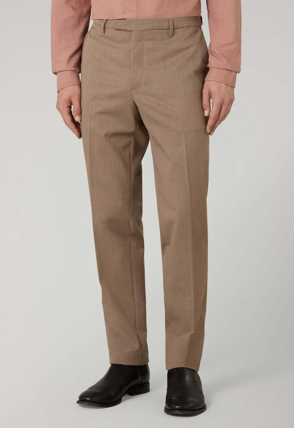 Beige Stretch Wool K-Suit with Three-Button Closure