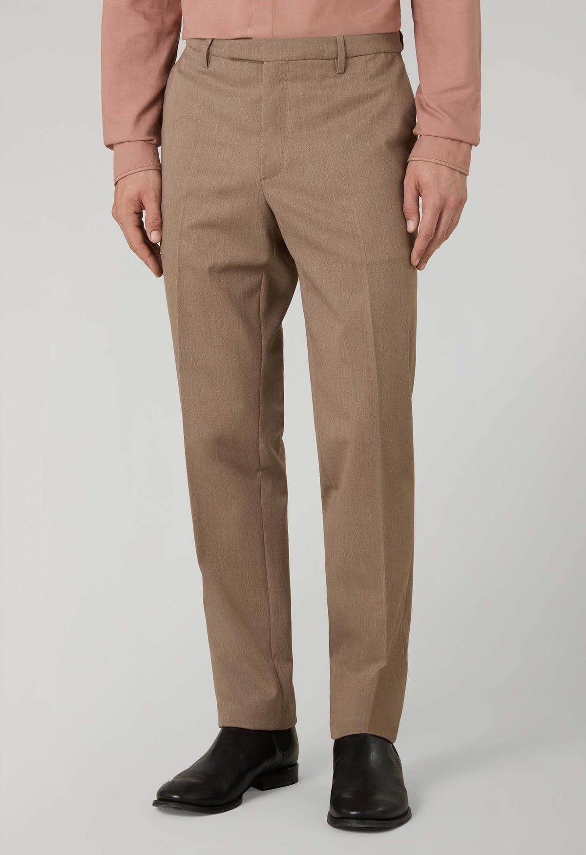 Beige Stretch Wool K-Suit with Three-Button Closure