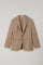 Beige Stretch Wool K-Suit with Three-Button Closure