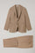 Beige Stretch Wool K-Suit with Three-Button Closure