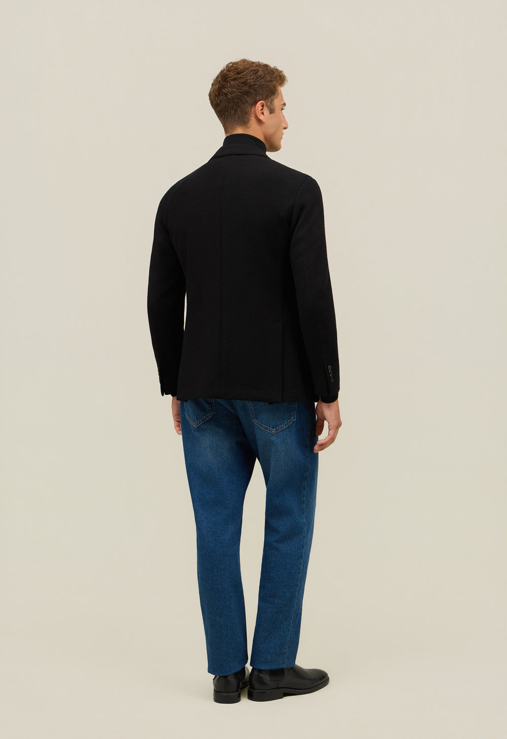 Black Knitted Jersey double-breasted K-Jacket