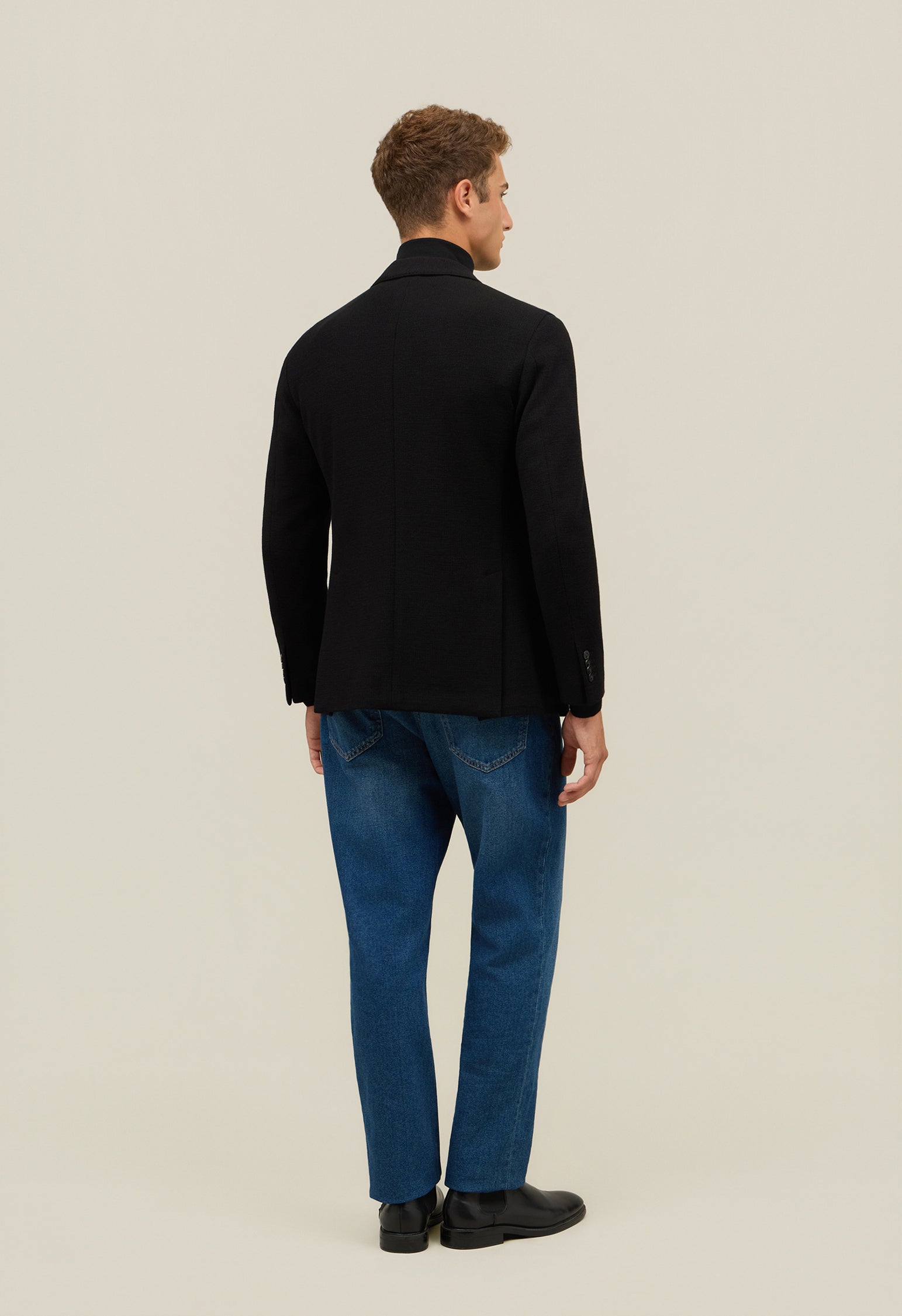 Black Knitted Jersey double-breasted K-Jacket