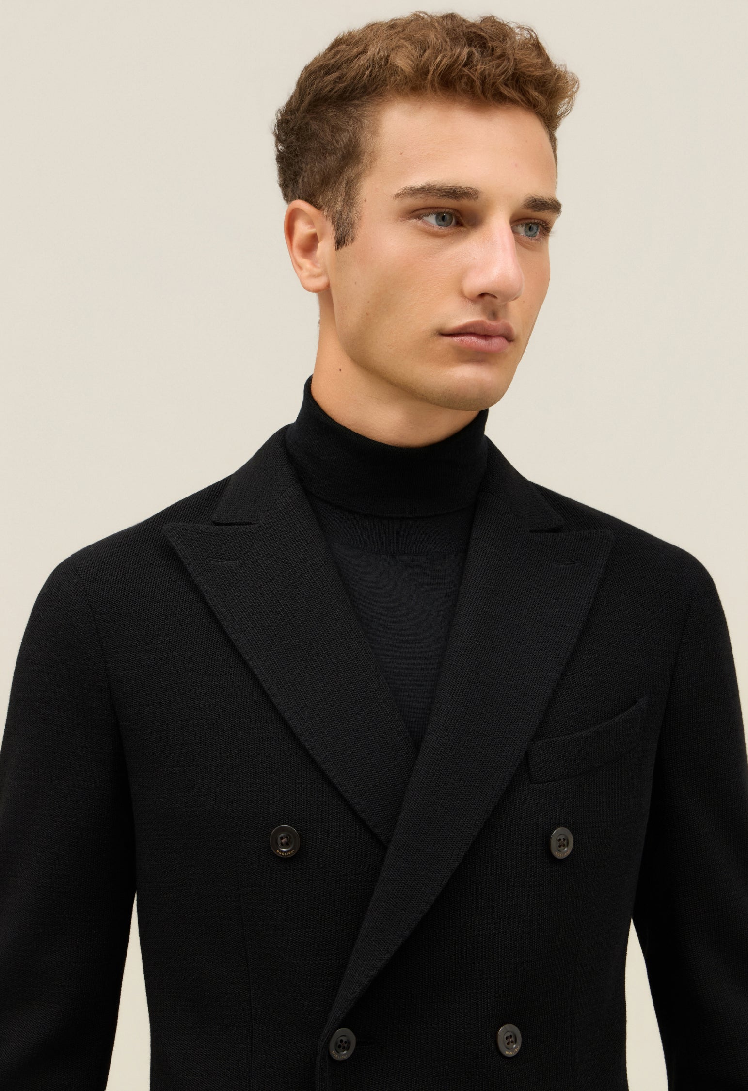 Black Knitted Jersey double-breasted K-Jacket