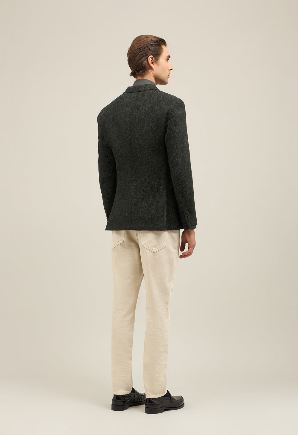 Green Shetland chevron double-breasted K-Jacket
