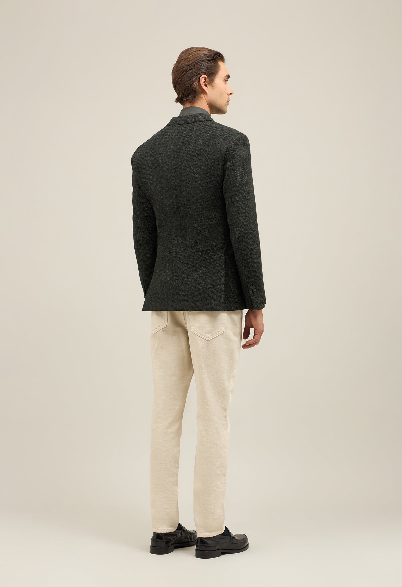 Green Shetland chevron double-breasted K-Jacket