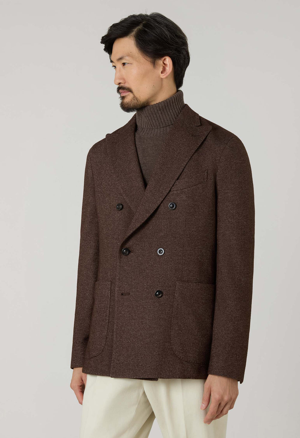 Brown Silk Cashmere blend double-breasted K-Jacket