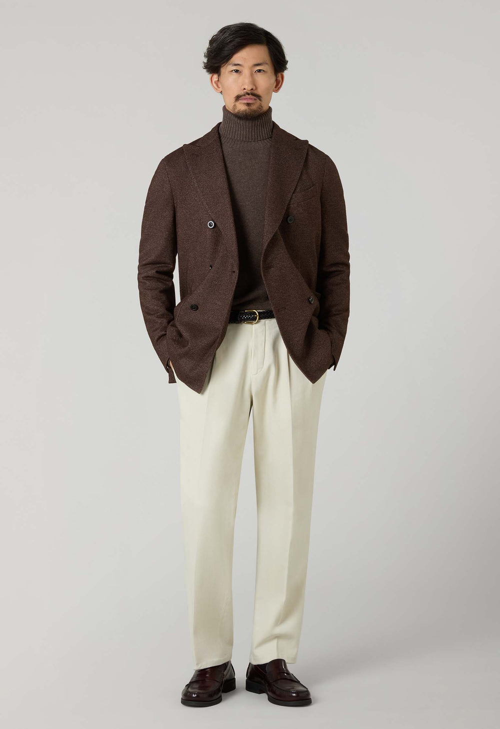 Brown Silk Cashmere blend double-breasted K-Jacket