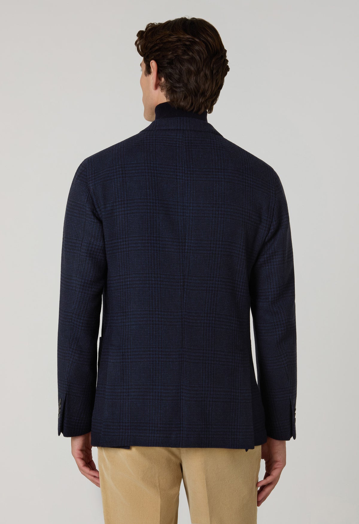 Blue Wool Cashmere Prince of Wales double-breasted K-Jacket