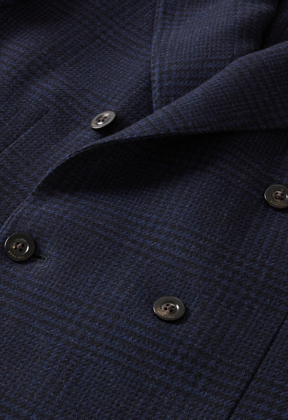 Blue Wool Cashmere Prince of Wales double-breasted K-Jacket
