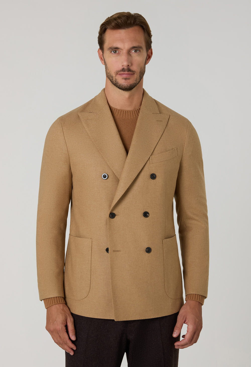 Camel Flannel double-breasted K-Jacket