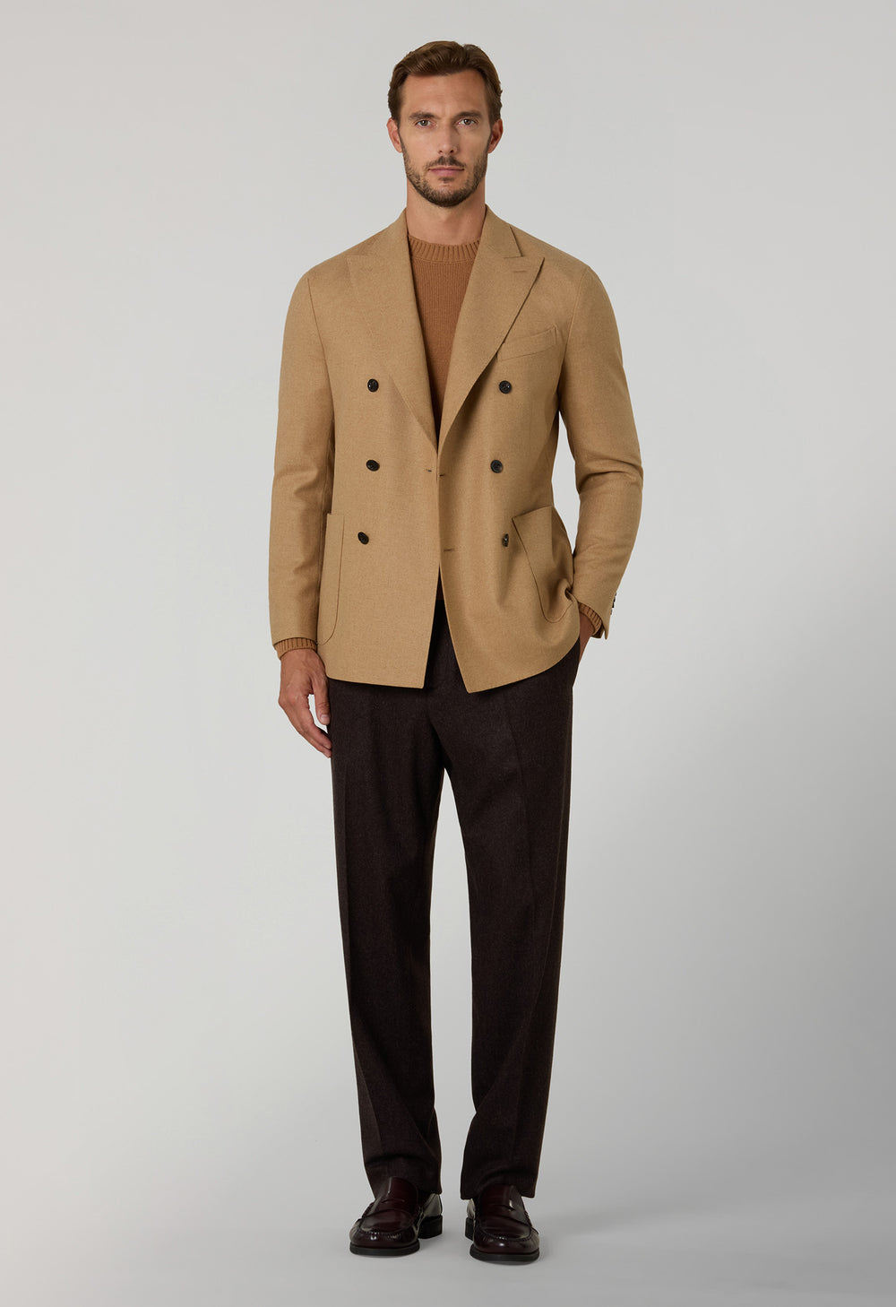Camel Flannel double-breasted K-Jacket