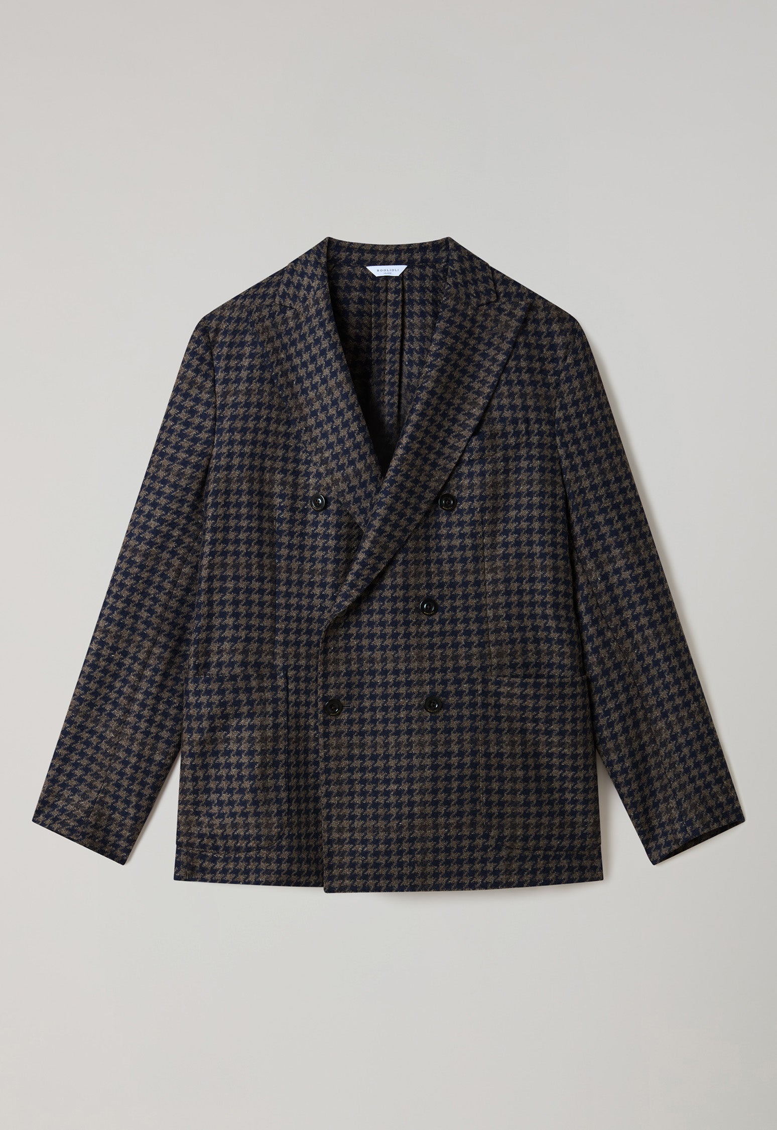 Brown Wool Cashmere Pied-de-poule double-breasted K-Jacket