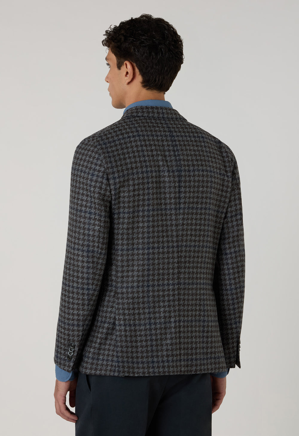 K-Jacket doppiopetto in lana e cashmere pied-de-poule grigia