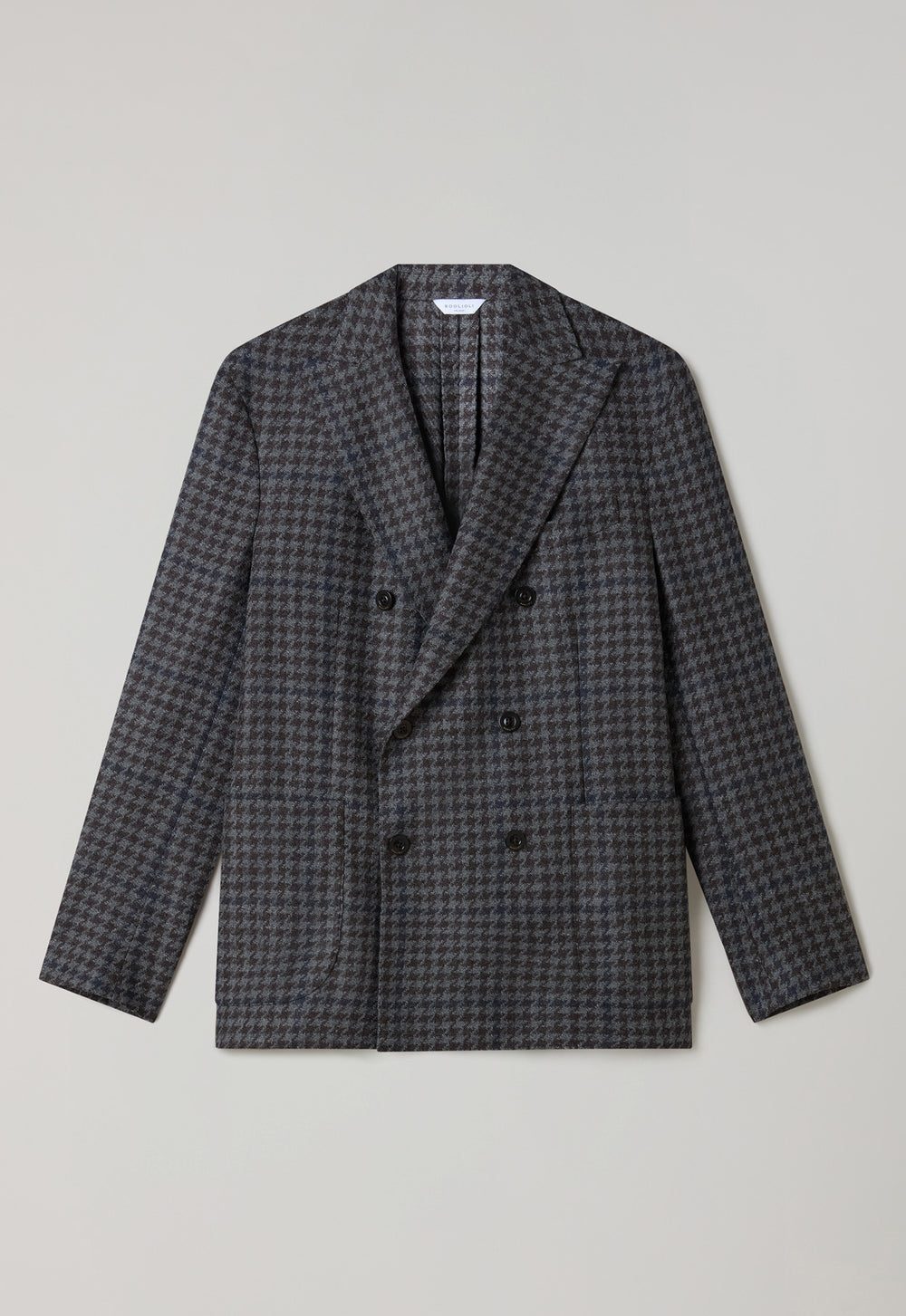 K-Jacket doppiopetto in lana e cashmere pied-de-poule grigia