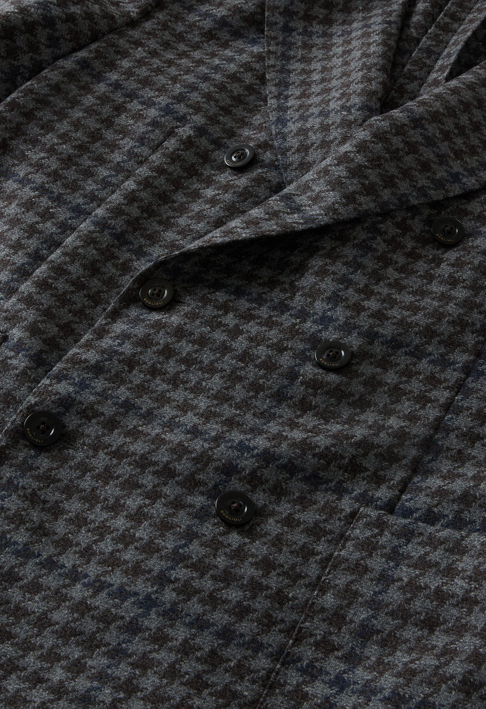 K-Jacket doppiopetto in lana e cashmere pied-de-poule grigia