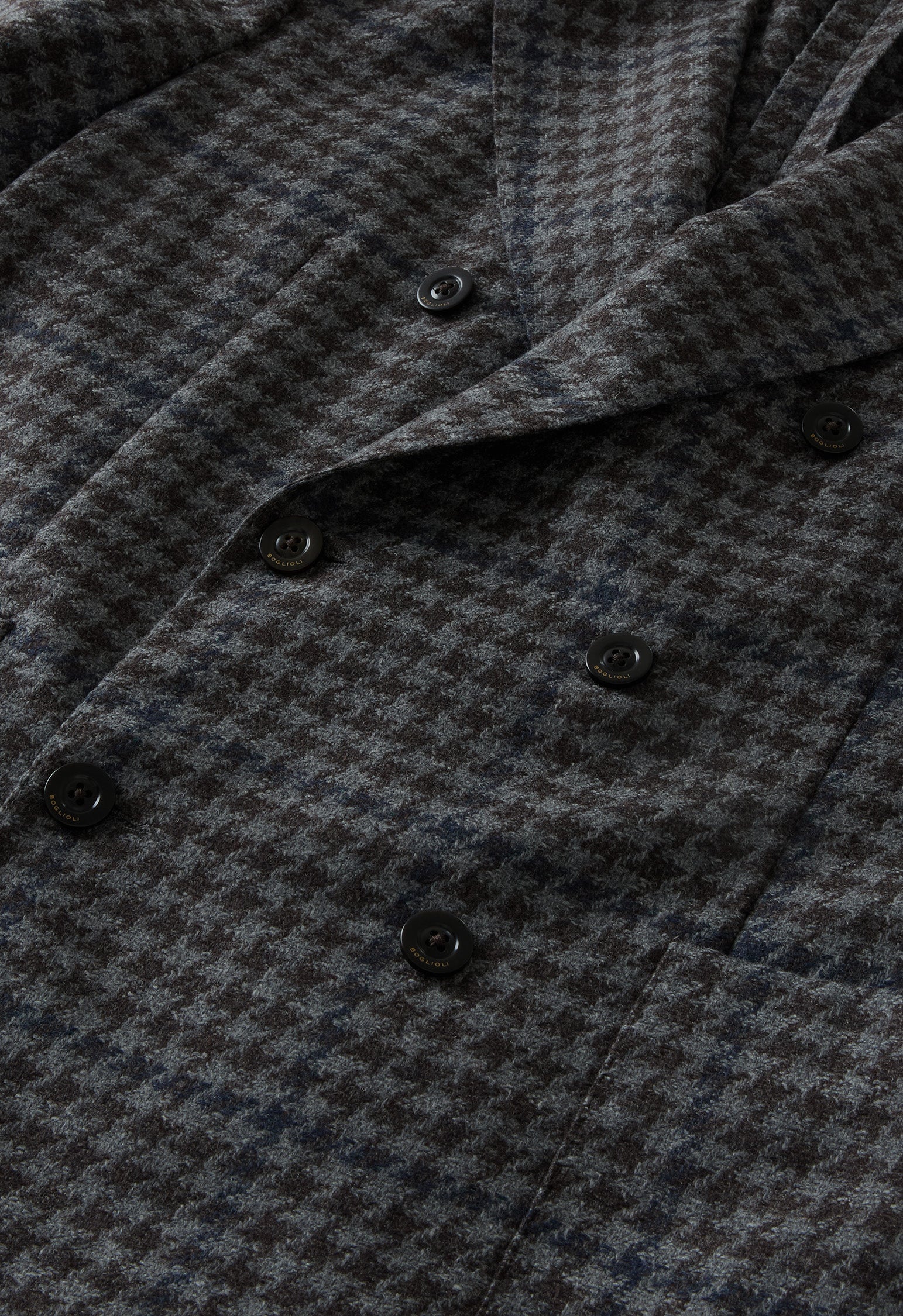 K-Jacket doppiopetto in lana e cashmere pied-de-poule grigia