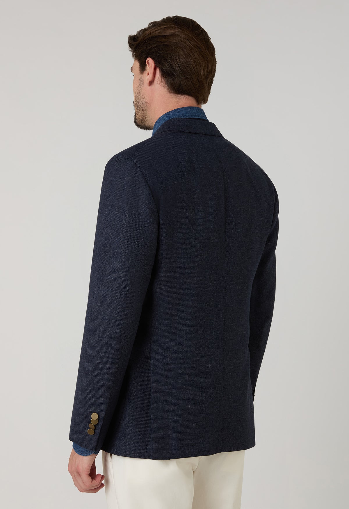 K Jacket Riendonut Blue Light Wool Honeycomb Double-Breasted K-Jacket with Brass Buttons ...