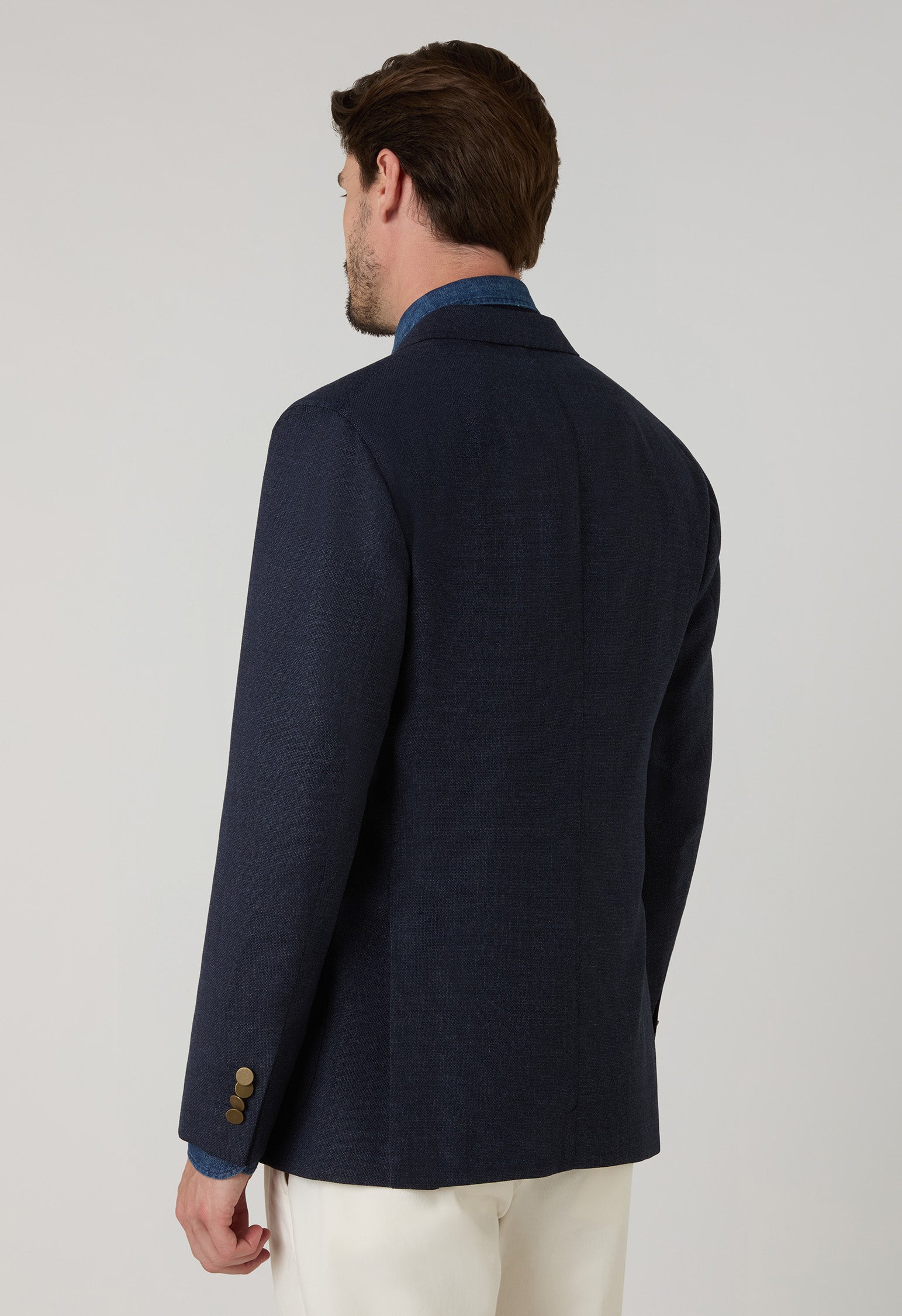 Blue Light Wool Honeycomb Double-Breasted K-Jacket