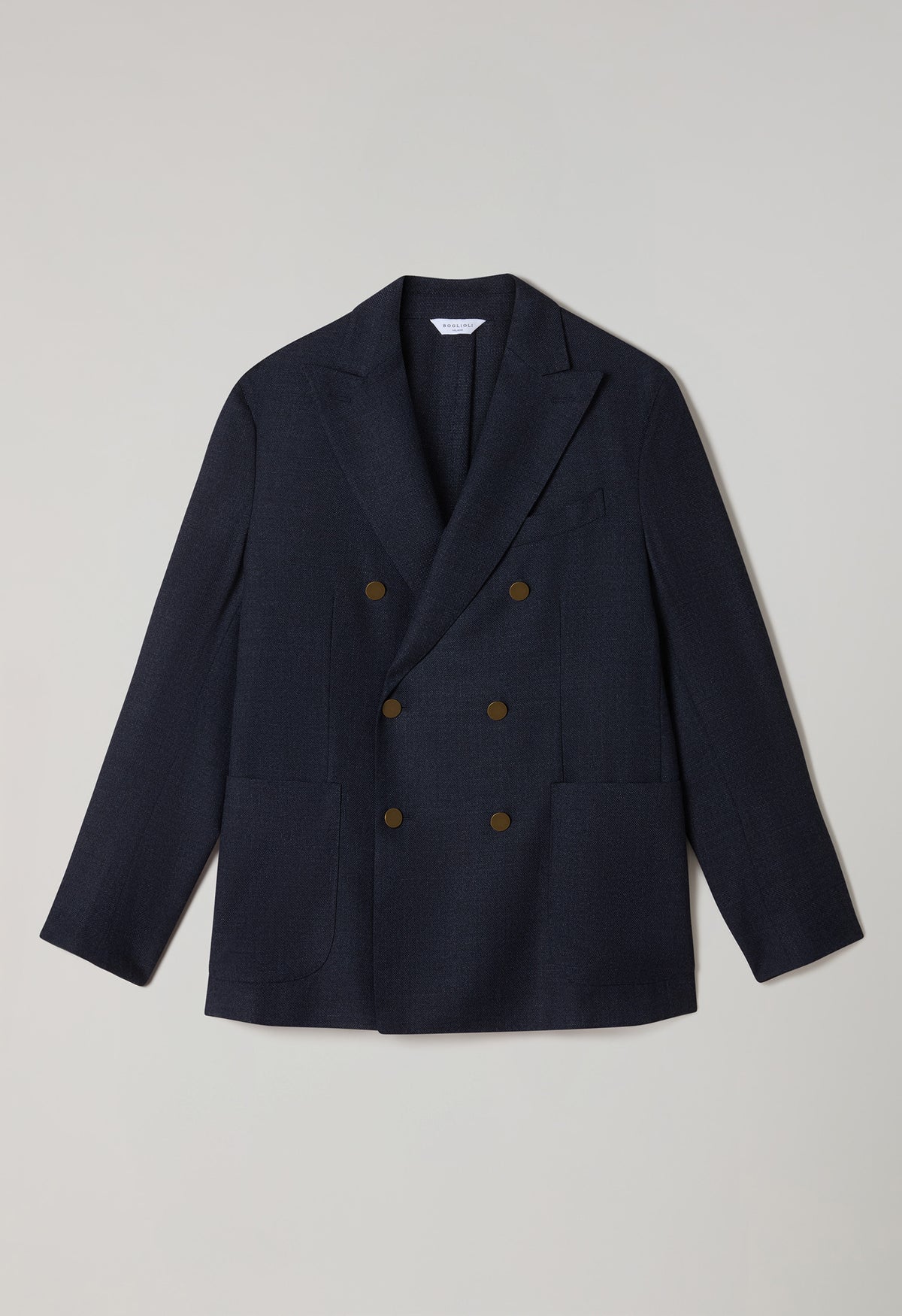 K Jacket Riendonut Blue Light Wool Honeycomb Double-Breasted K-Jacket with Brass Buttons ...