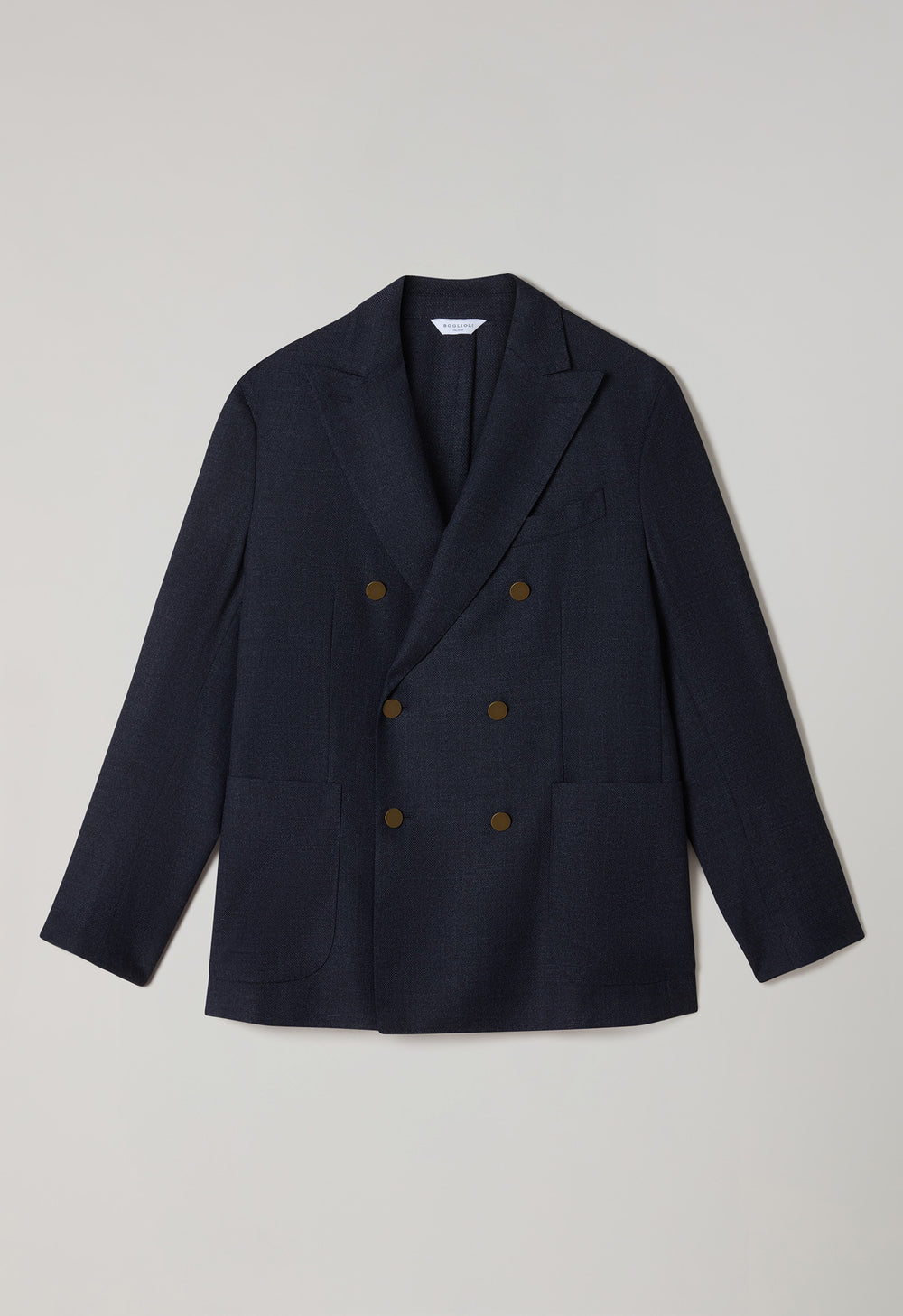 Blue Light Wool Honeycomb Double-Breasted K-Jacket