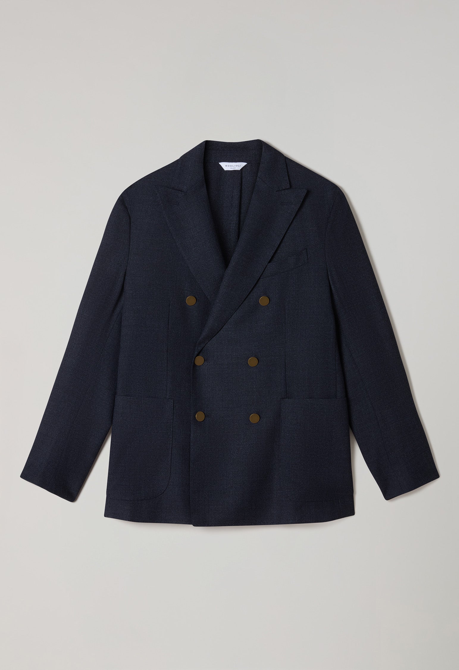 Blue Light Wool Honeycomb Double-Breasted K-Jacket
