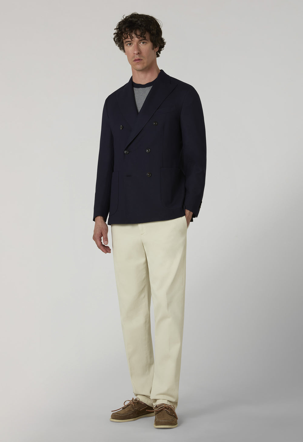 Light Wool Honeycomb double-breasted K-Jacket