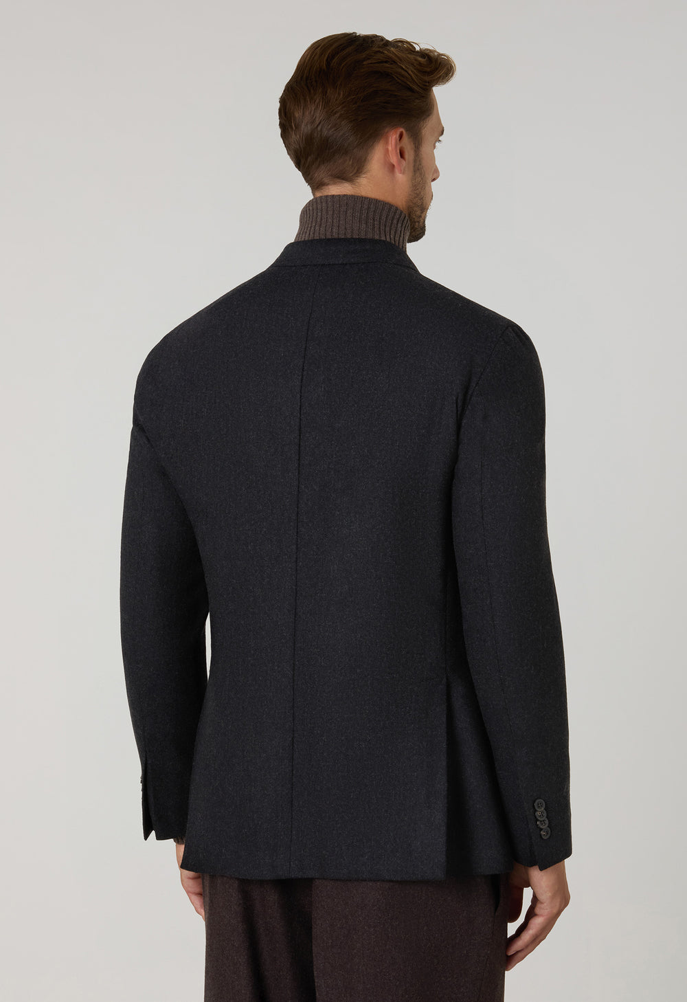 Dark Grey Washed Flannel double-breasted K-Jacket