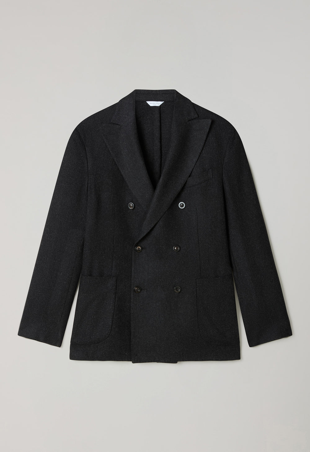 Dark Grey Washed Flannel double-breasted K-Jacket