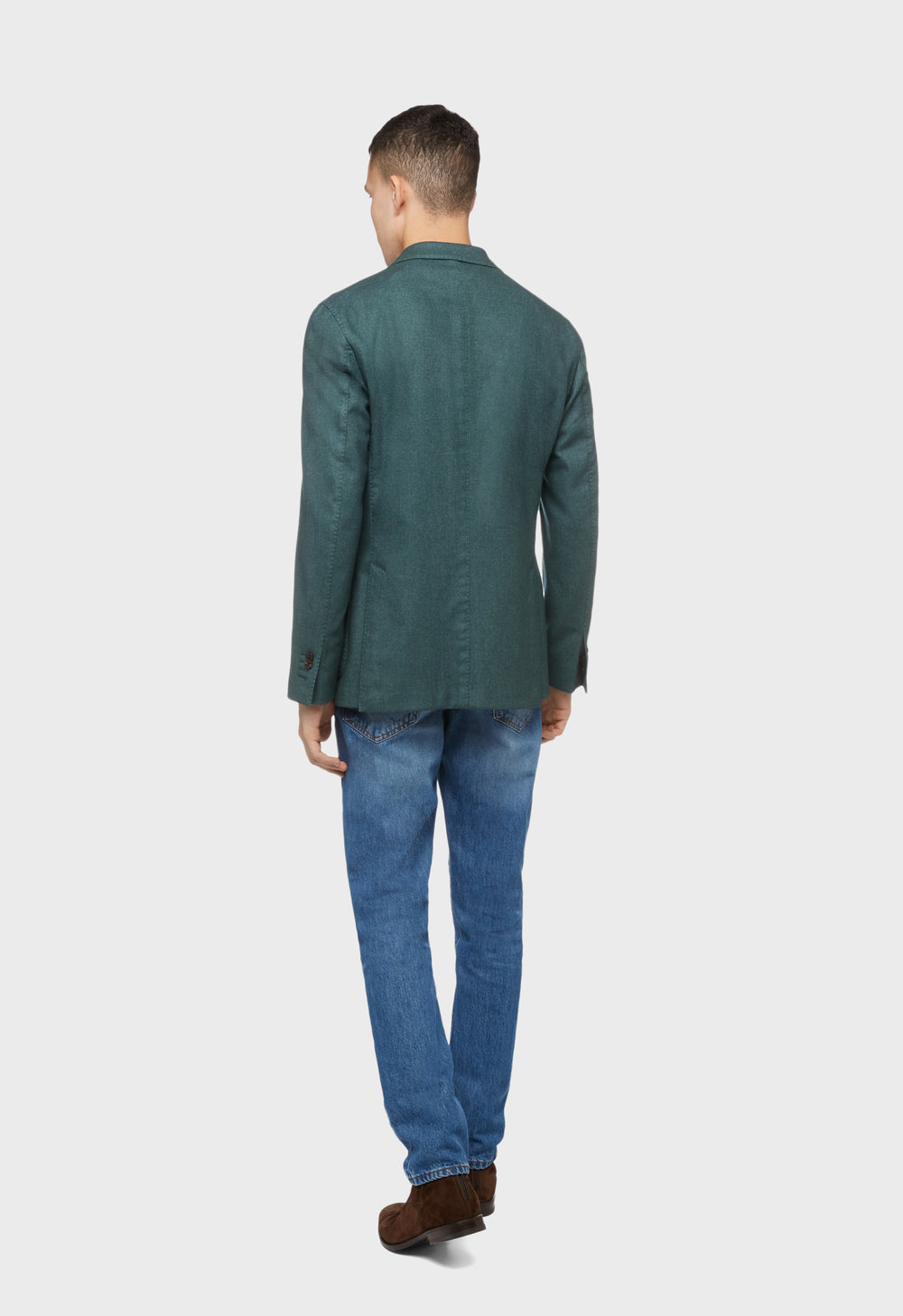 Grünes zweireihige K-Jacket aus Wolle
