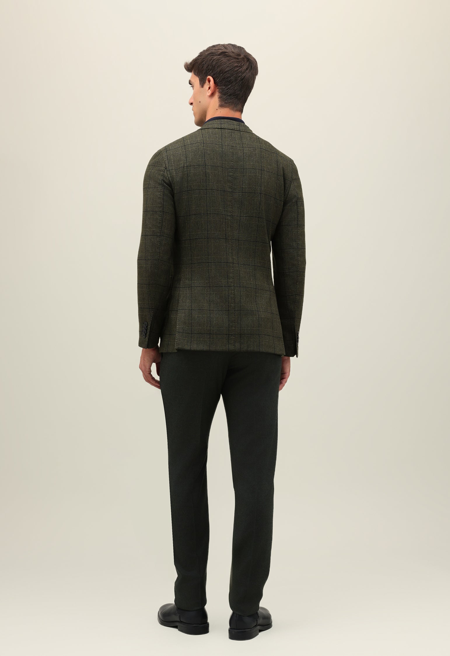 Dark Green Prince of Wales Wool double-breasted K-Jacket