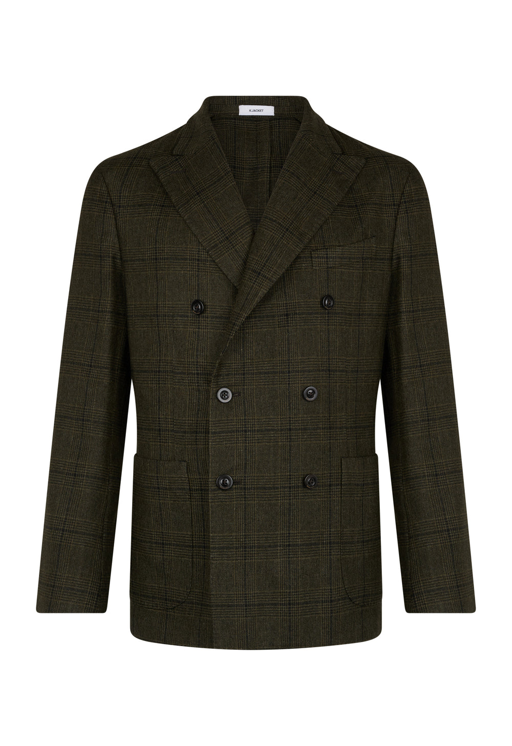 Dark Green Prince of Wales Wool double-breasted K-Jacket