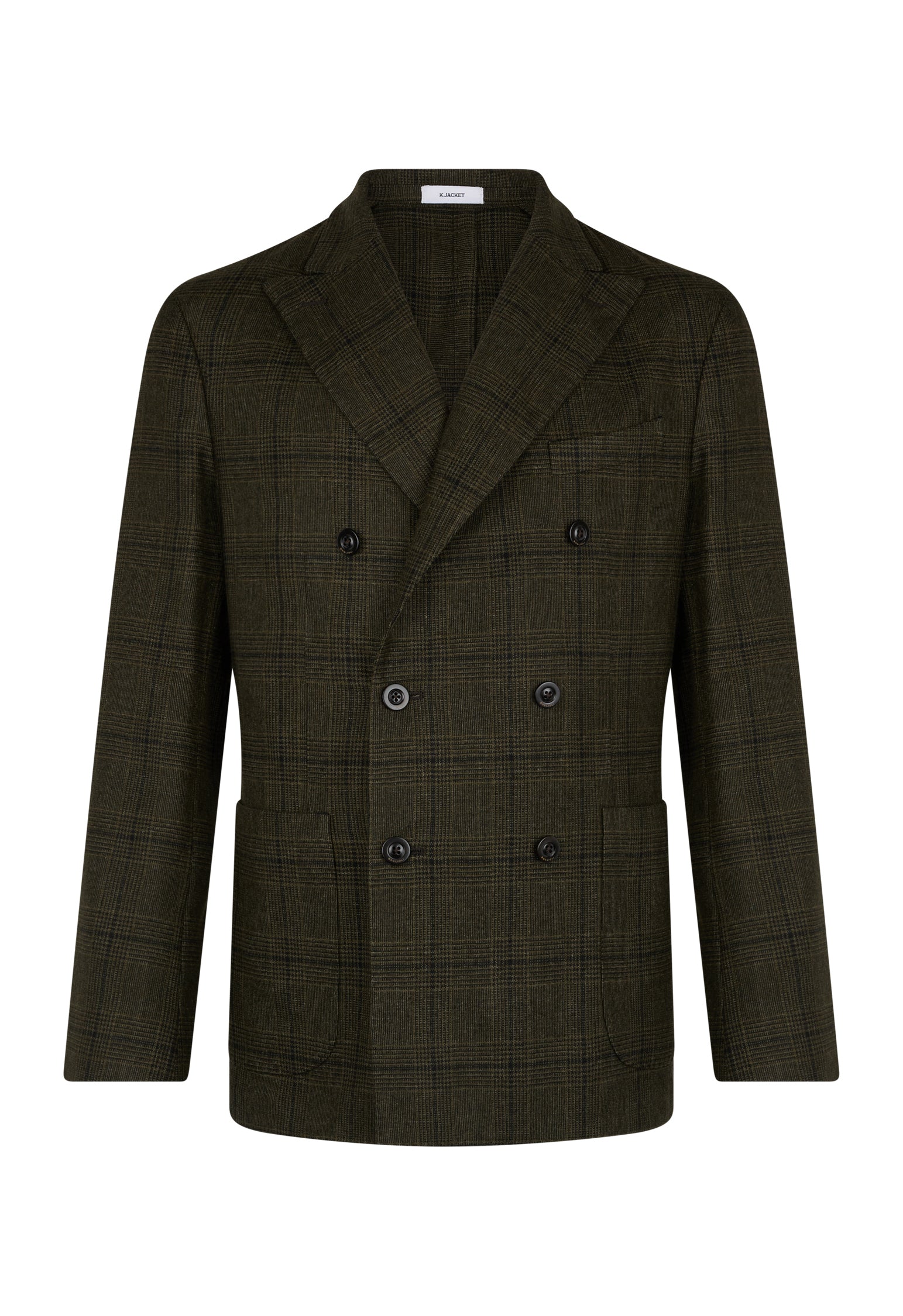 Dark Green Prince of Wales Wool double-breasted K-Jacket