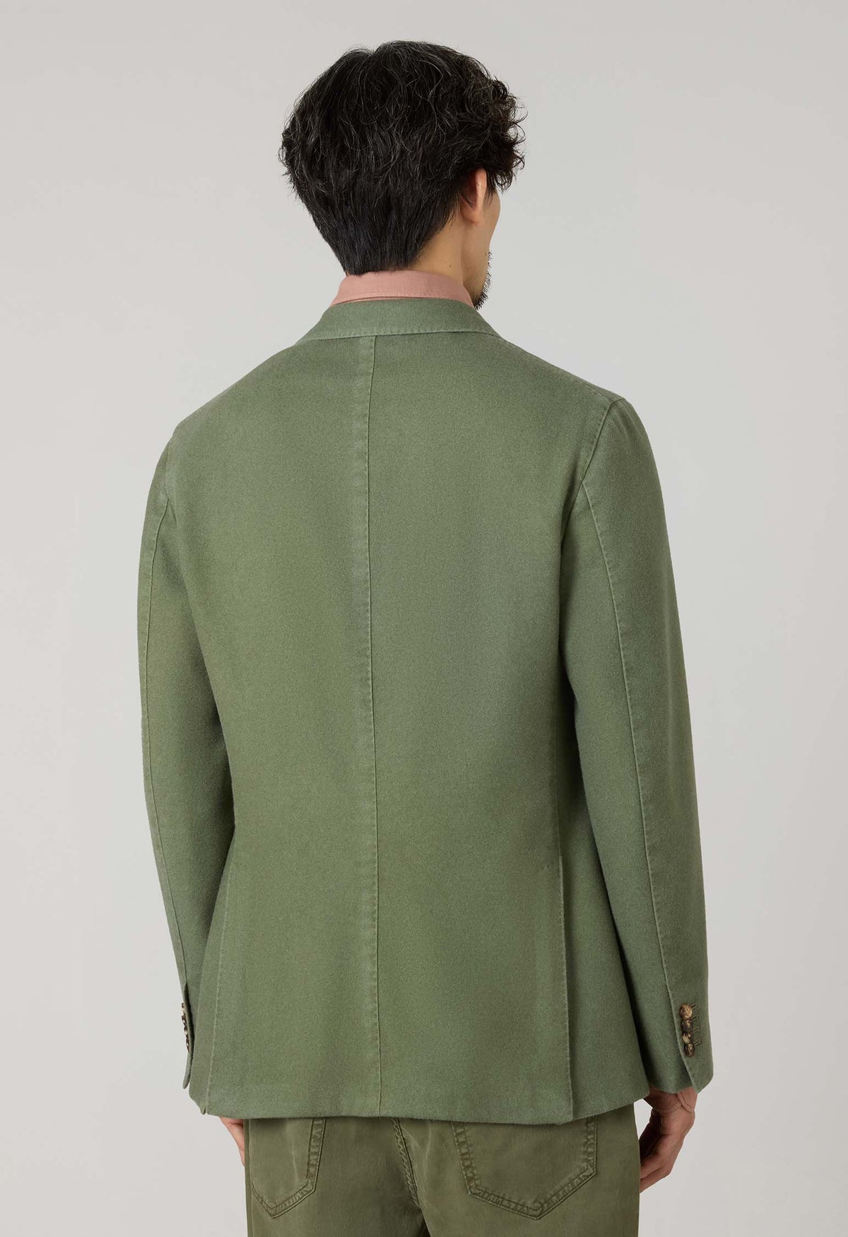 Green Garment Dyed Cashmere double-breasted K-Jacket