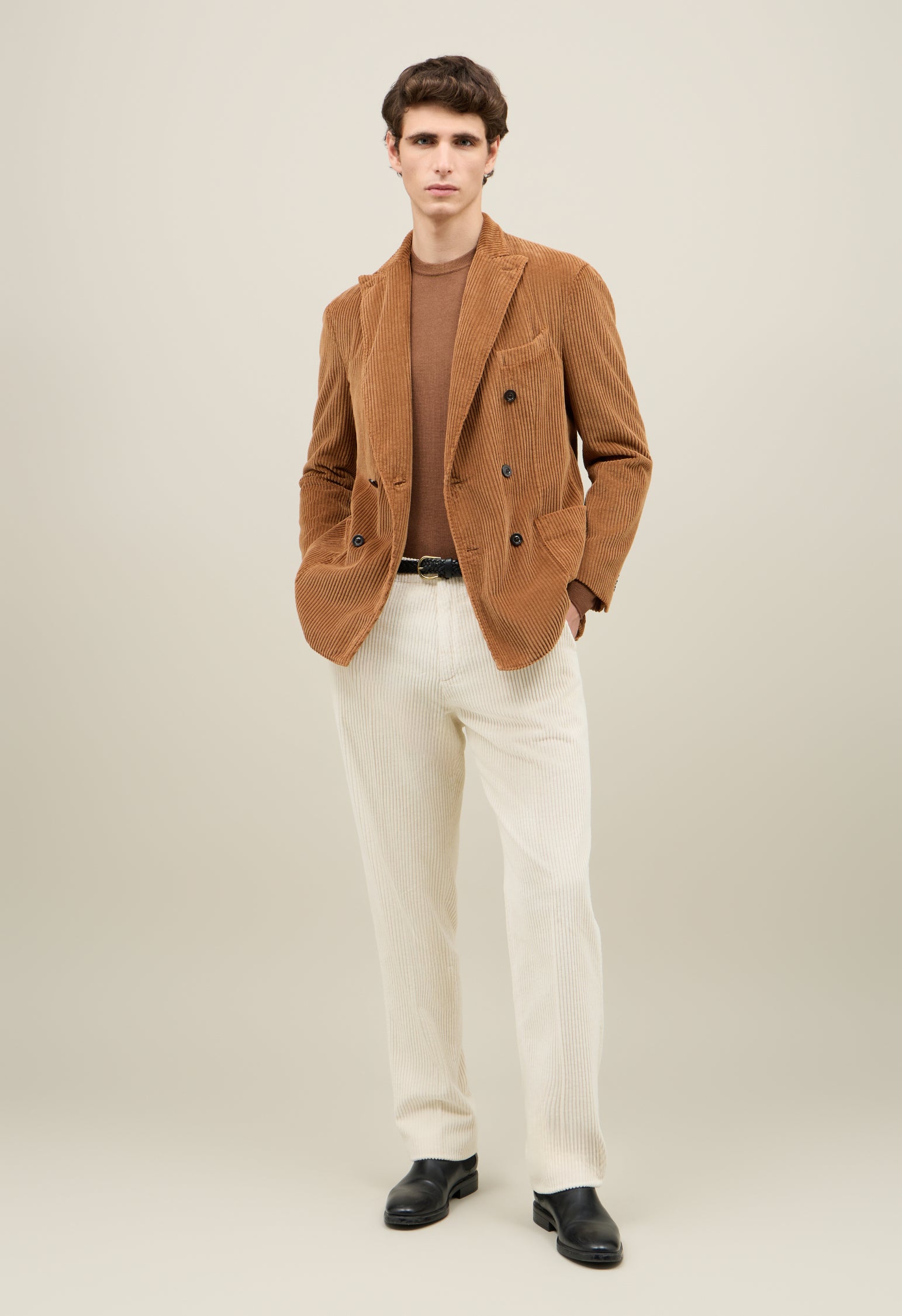 Brown Wide Wale Corduroy double-breasted K-Jacket