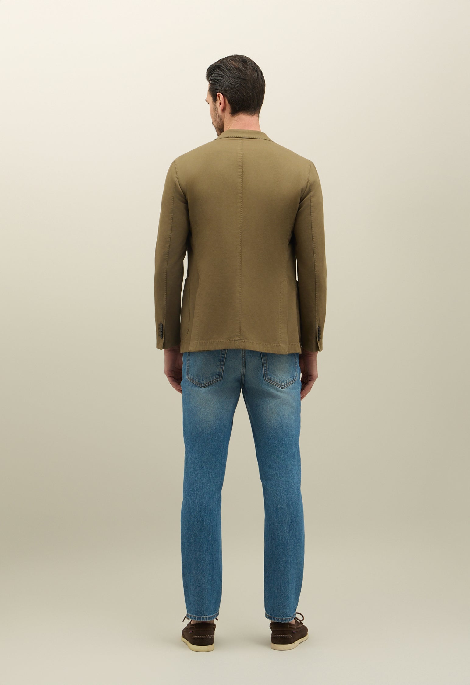 Kahki Cotton Linen twill double-breasted K-Jacket