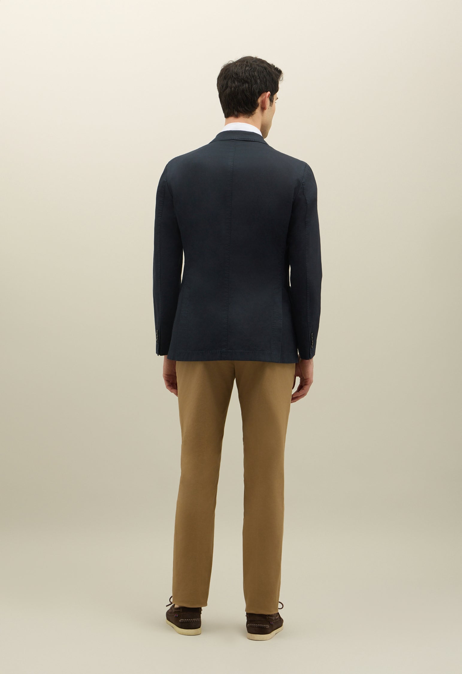 Blue Cotton Linen Twill Double-Breasted K-Jacket | Boglioli