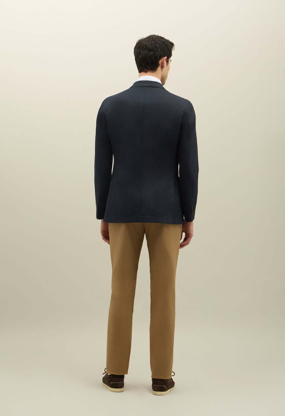 K-Jacket doppiopetto in twill di cotone e lino blu