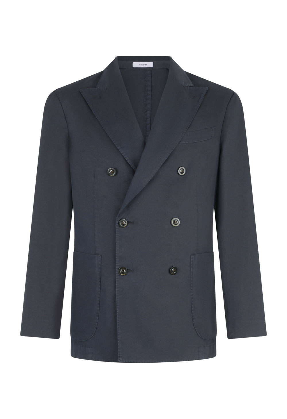 K-Jacket doppiopetto in twill di cotone e lino blu
