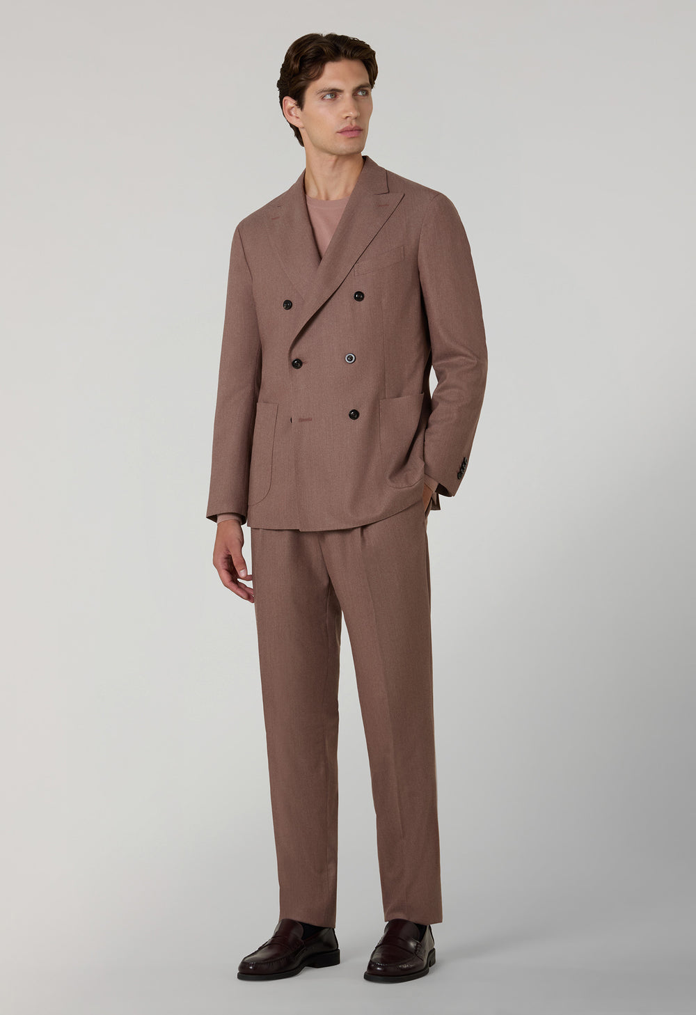 Mauve Superlight Flannel double-breasted K-Suit